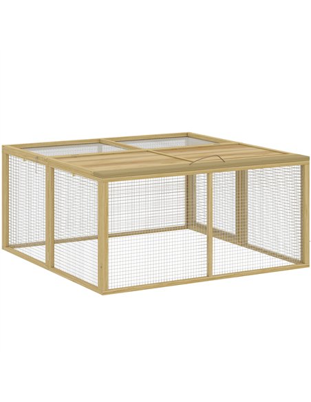 PawHut Wooden Folding Rabbit Hutch, for 2-3 Rabbits - Natural Wood - pic 196017 | FastDaddyshop