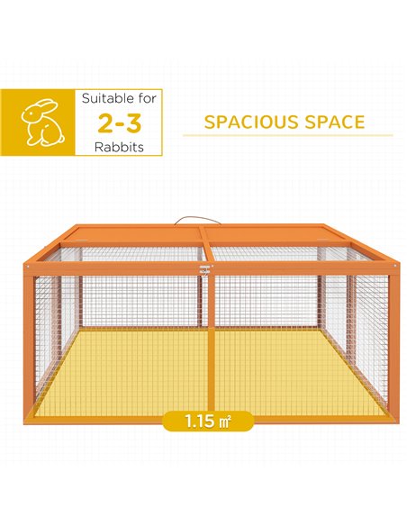 PawHut Wooden Folding Rabbit Hutch, for 2-3 Rabbits - Orange - pic 196029 | FastDaddyshop