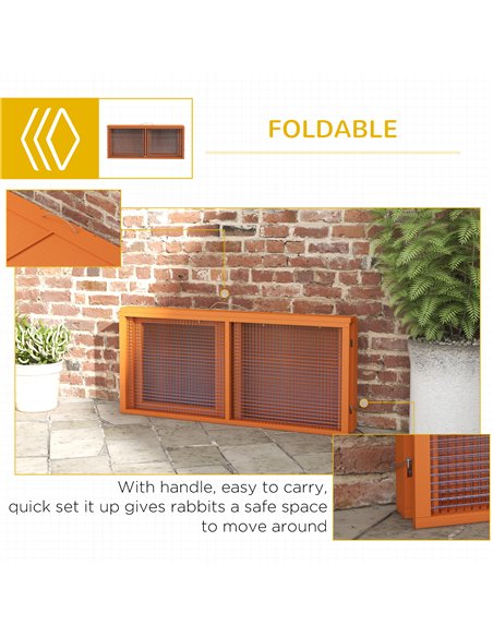 PawHut Wooden Folding Rabbit Hutch, for 2-3 Rabbits - Orange - pic 196031 | FastDaddyshop