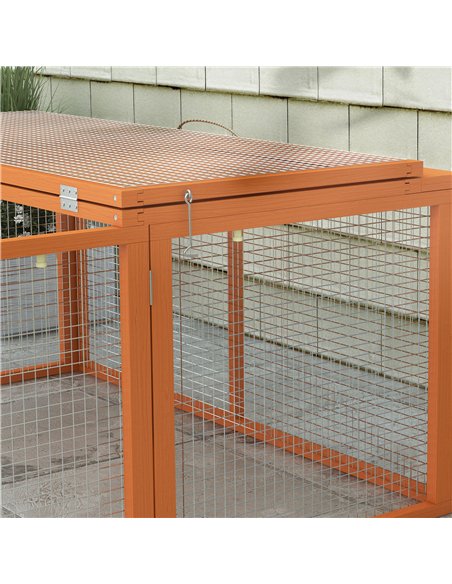 PawHut Wooden Folding Rabbit Hutch, for 2-3 Rabbits - Orange - pic 196033 | FastDaddyshop
