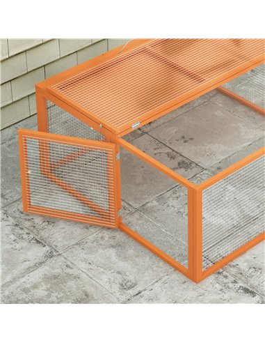 PawHut Wooden Folding Rabbit Hutch, for 2-3 Rabbits - Orange
