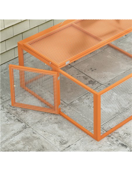PawHut Wooden Folding Rabbit Hutch, for 2-3 Rabbits - Orange - pic 196034 | FastDaddyshop
