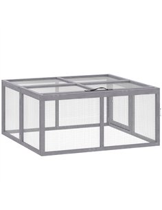 PawHut Rabbit Hutch Outdoor, Foldable Guinea Pig House with Openable Top, for 3 Bunnies, Ducks, Chickens, 110 x 105 x 50 cm
