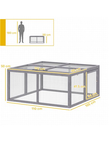 PawHut Rabbit Hutch Outdoor, Foldable Guinea Pig House with Openable Top, for 3 Bunnies, Ducks, Chickens, 110 x 105 x 50 cm
