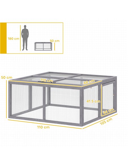 PawHut Rabbit Hutch Outdoor, Foldable Guinea Pig House with Openable Top, for 3 Bunnies, Ducks, Chickens, 110 x 105 x 50 cm - pic 196037 | FastDaddyshop