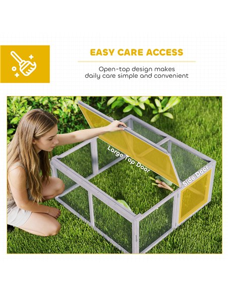 PawHut Rabbit Hutch Outdoor, Foldable Guinea Pig House with Openable Top, for 3 Bunnies, Ducks, Chickens, 110 x 105 x 50 cm - pic 196038 | FastDaddyshop