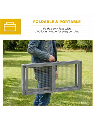 PawHut Rabbit Hutch Outdoor, Foldable Guinea Pig House with Openable Top, for 3 Bunnies, Ducks, Chickens, 110 x 105 x 50 cm