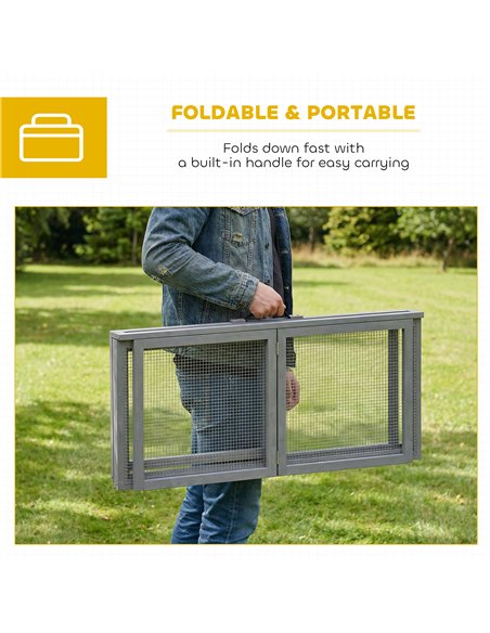 PawHut Rabbit Hutch Outdoor, Foldable Guinea Pig House with Openable Top, for 3 Bunnies, Ducks, Chickens, 110 x 105 x 50 cm - pic 196039 | FastDaddyshop