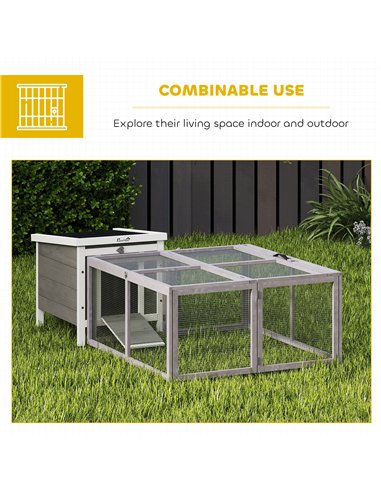 PawHut Rabbit Hutch Outdoor, Foldable Guinea Pig House with Openable Top, for 3 Bunnies, Ducks, Chickens, 110 x 105 x 50 cm