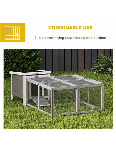 PawHut Rabbit Hutch Outdoor, Foldable Guinea Pig House with Openable Top, for 3 Bunnies, Ducks, Chickens, 110 x 105 x 50 cm - pic 196043 | FastDaddyshop