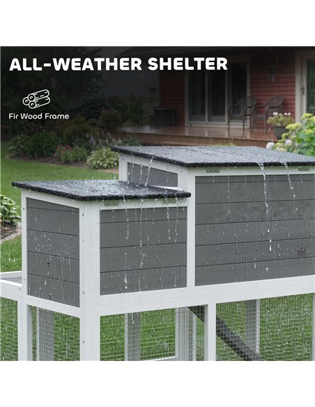 PawHut Wooden Rabbit Hutch, Indoor Outdoor Bunny Cage with Waterproof & Openable Roof, Pull Out Tray and Ramp, Guinea Pig Hutch - pic 196048 | FastDaddyshop
