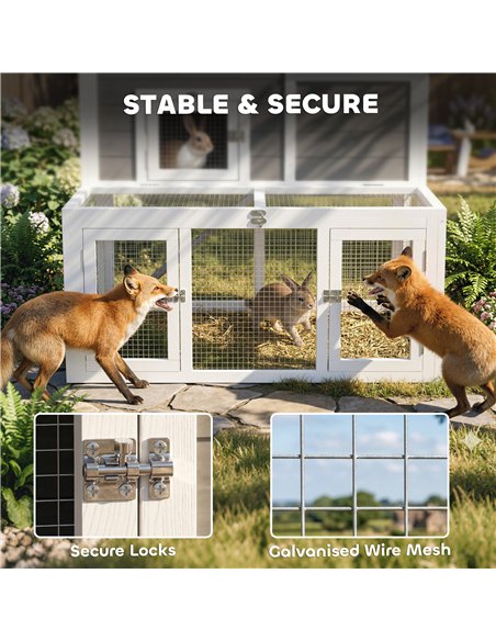PawHut Wooden Rabbit Hutch, Indoor Outdoor Bunny Cage with Waterproof & Openable Roof, Pull Out Tray and Ramp, Guinea Pig Hutch - pic 196050 | FastDaddyshop