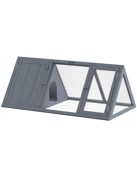 PawHut Rabbit Hutch, Wooden Guinea Pig Hutch with Run and Doors, Outdoor Triangle Bunny House for Rabbits,Duck and Chicken - pic 196053 | FastDaddyshop
