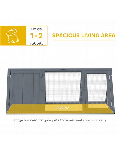 PawHut Rabbit Hutch, Wooden Guinea Pig Hutch with Run and Doors, Outdoor Triangle Bunny House for Rabbits,Duck and Chicken