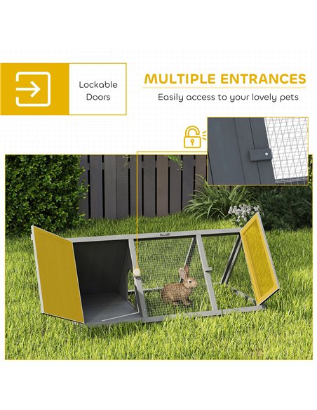 PawHut Rabbit Hutch, Wooden Guinea Pig Hutch with Run and Doors, Outdoor Triangle Bunny House for Rabbits,Duck and Chicken - pic 196057 | FastDaddyshop