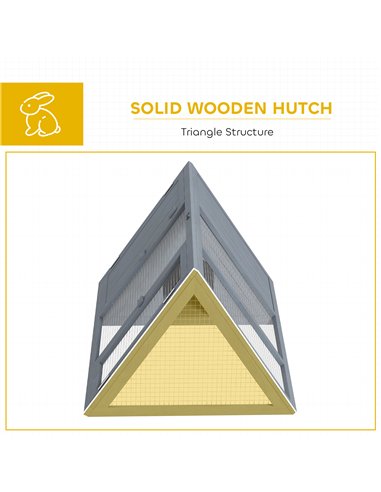 PawHut Rabbit Hutch, Wooden Guinea Pig Hutch with Run and Doors, Outdoor Triangle Bunny House for Rabbits,Duck and Chicken
