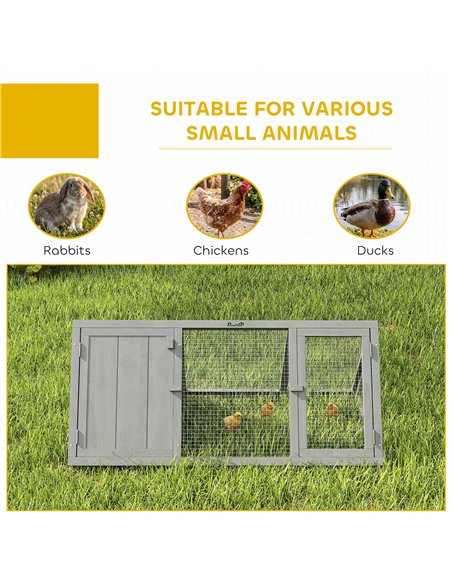 PawHut Rabbit Hutch, Wooden Guinea Pig Hutch with Run and Doors, Outdoor Triangle Bunny House for Rabbits,Duck and Chicken - pic 196059 | FastDaddyshop