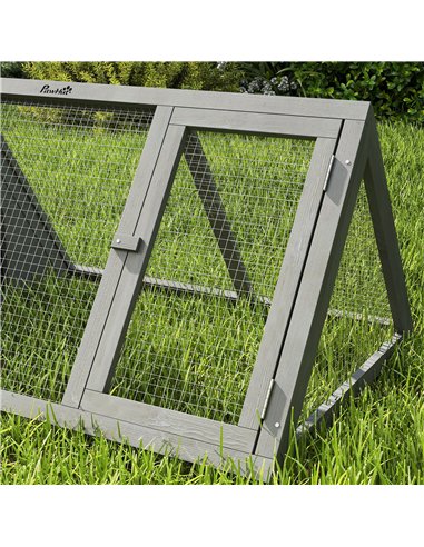 PawHut Rabbit Hutch, Wooden Guinea Pig Hutch with Run and Doors, Outdoor Triangle Bunny House for Rabbits,Duck and Chicken