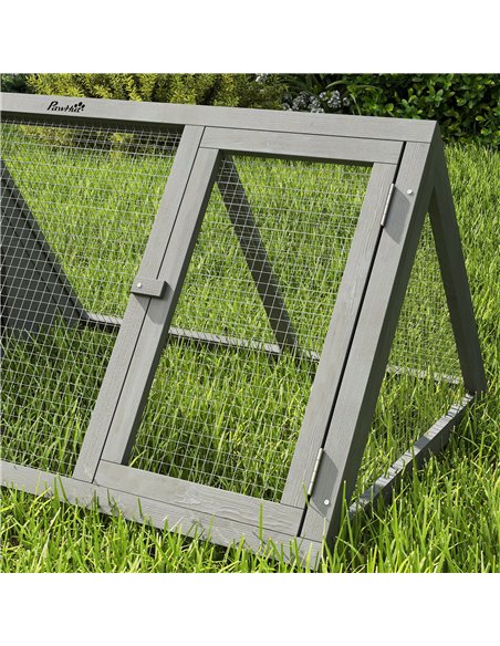 PawHut Rabbit Hutch, Wooden Guinea Pig Hutch with Run and Doors, Outdoor Triangle Bunny House for Rabbits,Duck and Chicken - pic 196060 | FastDaddyshop