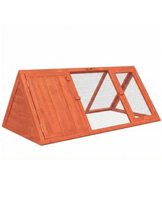 PawHut Rabbit Hutch, Wooden Guinea Pig Hutch with Run and Doors, Outdoor Triangle Bunny House for Rabbits,Duck and Chicken