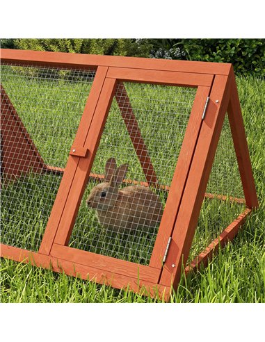 PawHut Rabbit Hutch, Wooden Guinea Pig Hutch with Run and Doors, Outdoor Triangle Bunny House for Rabbits,Duck and Chicken