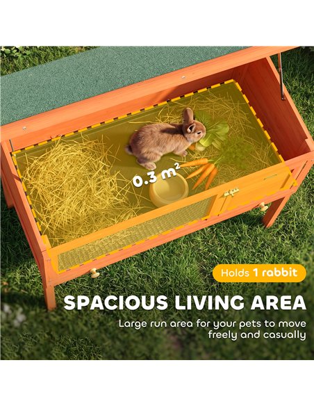 PawHut Wooden Rabbit Hutch, Guinea Pig Hutch with Asphalt Roof, Outdoor Elevated Bunny House for Rabbits, Chinchillas - pic 196074 | FastDaddyshop