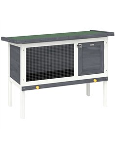 PawHut Wooden Rabbit Hutch, Guinea Pig Hutch with Asphalt Roof, Outdoor Elevated Bunny House for Rabbits, Chinchillas