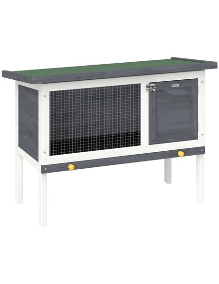 PawHut Wooden Rabbit Hutch, Guinea Pig Hutch with Asphalt Roof, Outdoor Elevated Bunny House for Rabbits, Chinchillas - pic 196080 | FastDaddyshop
