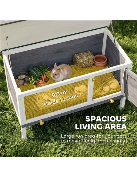 PawHut Wooden Rabbit Hutch, Guinea Pig Hutch with Asphalt Roof, Outdoor Elevated Bunny House for Rabbits, Chinchillas - pic 196083 | FastDaddyshop