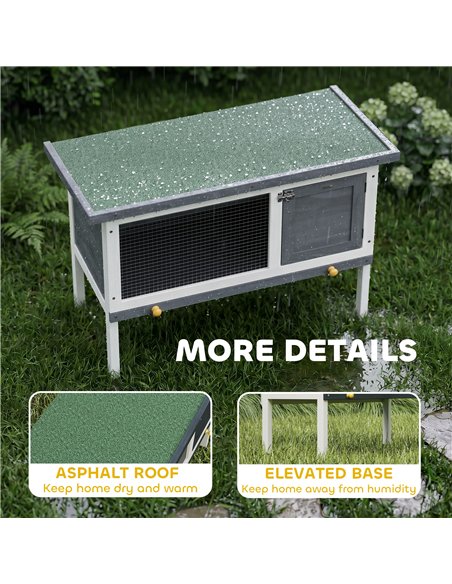 PawHut Wooden Rabbit Hutch, Guinea Pig Hutch with Asphalt Roof, Outdoor Elevated Bunny House for Rabbits, Chinchillas - pic 196086 | FastDaddyshop