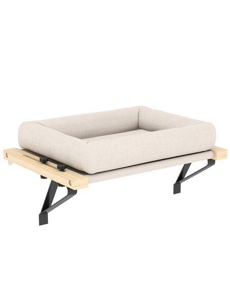 PawHut Cat Radiator Bed, Adjustable Hanging Cat Hammock with Removable and Washable Cushion for Indoor Cats, Cream White - pic 196116 | FastDaddyshop