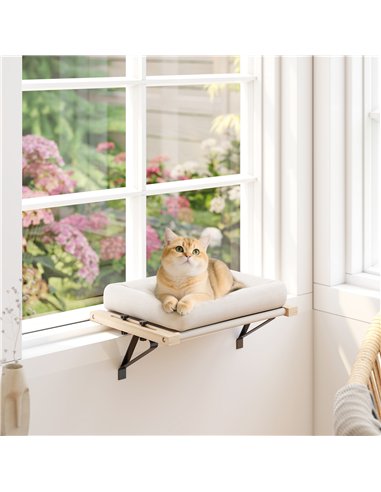 PawHut Cat Radiator Bed, Adjustable Hanging Cat Hammock with Removable and Washable Cushion for Indoor Cats, Cream White