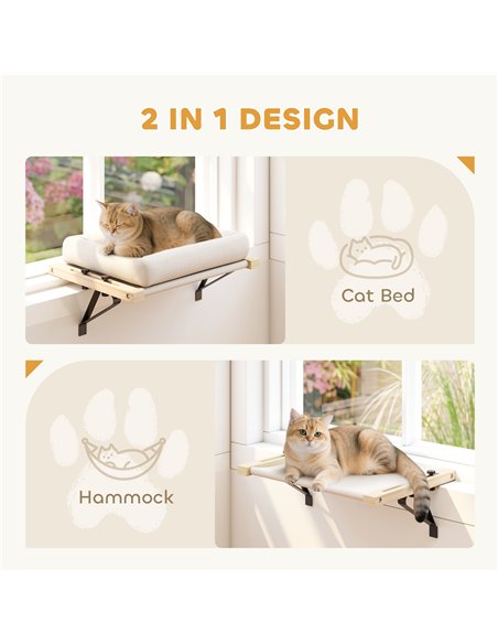 PawHut Cat Radiator Bed, Adjustable Hanging Cat Hammock with Removable and Washable Cushion for Indoor Cats, Cream White - pic 196120 | FastDaddyshop