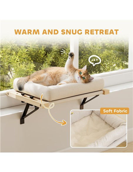 PawHut Cat Radiator Bed, Adjustable Hanging Cat Hammock with Removable and Washable Cushion for Indoor Cats, Cream White - pic 196122 | FastDaddyshop