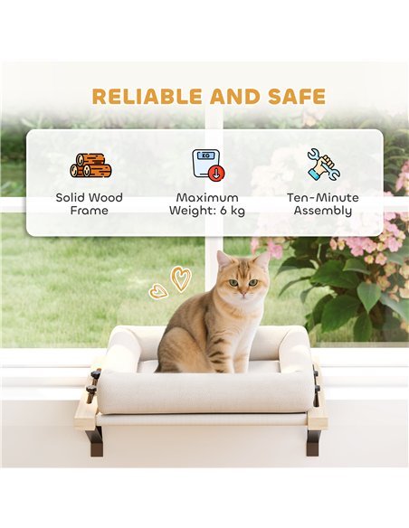 PawHut Cat Radiator Bed, Adjustable Hanging Cat Hammock with Removable and Washable Cushion for Indoor Cats, Cream White - pic 196123 | FastDaddyshop