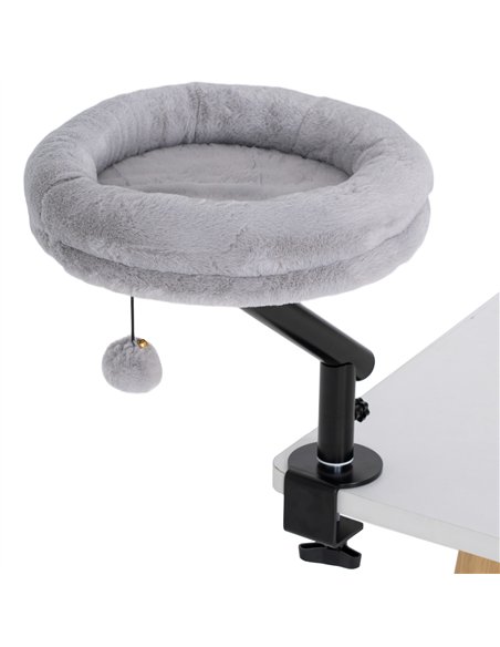 PawHut Cat Desk Bed, Cat Hammock 360° Rotatable Adjustable for Window, Table, Work, Grey - pic 196125 | FastDaddyshop