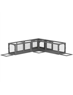 PawHut Cat Tunnel, 250cm Extra Long Wooden Cat Play Tunnel with 8 Doors, L-shape/Rectangle, Outdoor Cat Enclosure, Dark Grey