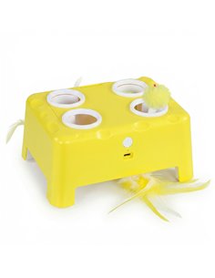 PawHut 3 in 1 Interactive Cat Toys with Mouse & Feather Teaser Toy Rechargeable Automatic for Indoor Kittens & Adult Cats