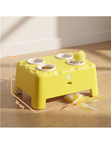 PawHut 3 in 1 Interactive Cat Toys with Mouse & Feather Teaser Toy Rechargeable Automatic for Indoor Kittens & Adult Cats