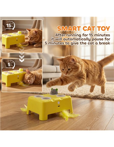 PawHut 3 in 1 Interactive Cat Toys with Mouse & Feather Teaser Toy Rechargeable Automatic for Indoor Kittens & Adult Cats - pic 196165 | FastDaddyshop