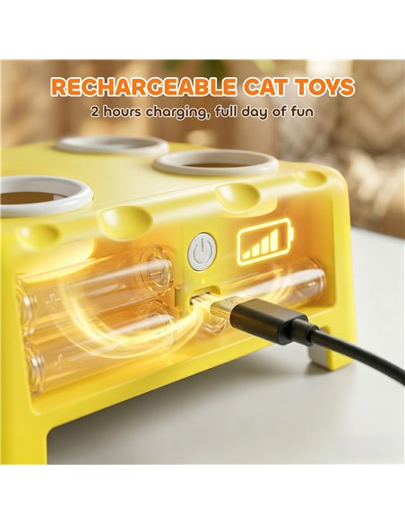 PawHut 3 in 1 Interactive Cat Toys with Mouse & Feather Teaser Toy Rechargeable Automatic for Indoor Kittens & Adult Cats - pic 196166 | FastDaddyshop