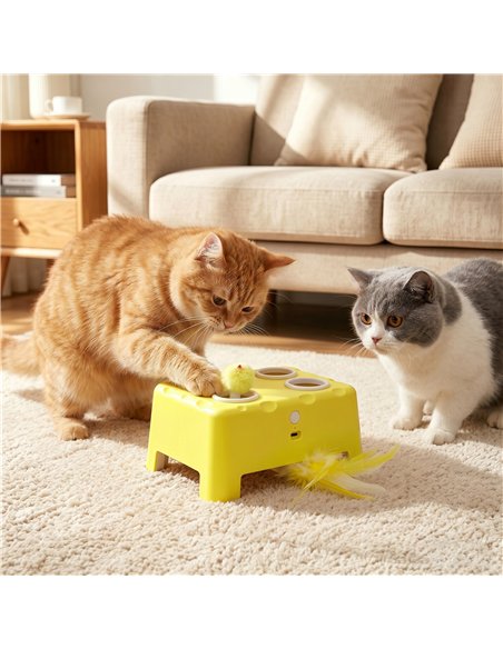 PawHut 3 in 1 Interactive Cat Toys with Mouse & Feather Teaser Toy Rechargeable Automatic for Indoor Kittens & Adult Cats - pic 196168 | FastDaddyshop