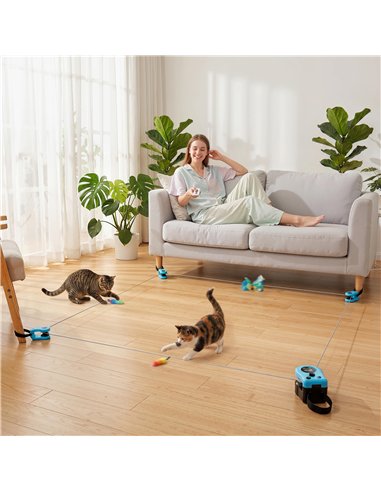 PawHut Interactive Cat Toy for Indoor Kittens & Adult with Adjustable Speed, DIY Track & Mouse Sound