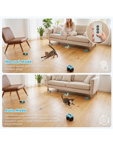 PawHut Interactive Cat Toy for Indoor Kittens & Adult with Adjustable Speed, DIY Track & Mouse Sound