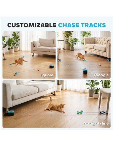PawHut Interactive Cat Toy for Indoor Kittens & Adult with Adjustable Speed, DIY Track & Mouse Sound