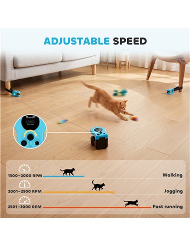 PawHut Interactive Cat Toy for Indoor Kittens & Adult with Adjustable Speed, DIY Track & Mouse Sound