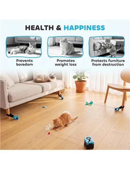 PawHut Interactive Cat Toy for Indoor Kittens & Adult with Adjustable Speed, DIY Track & Mouse Sound - pic 196176 | FastDaddyshop