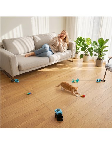 PawHut Interactive Cat Toy for Indoor Kittens & Adult with Adjustable Speed, DIY Track & Mouse Sound