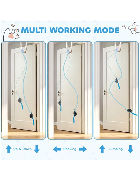 PawHut Interactive Cat Toys for Indoor Kittens & Adult USB Rechargeable Door Hanging Bouncing Mouse Teaser - pic 196182 | FastDaddyshop