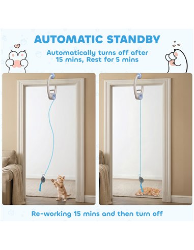 PawHut Interactive Cat Toys for Indoor Kittens & Adult USB Rechargeable Door Hanging Bouncing Mouse Teaser